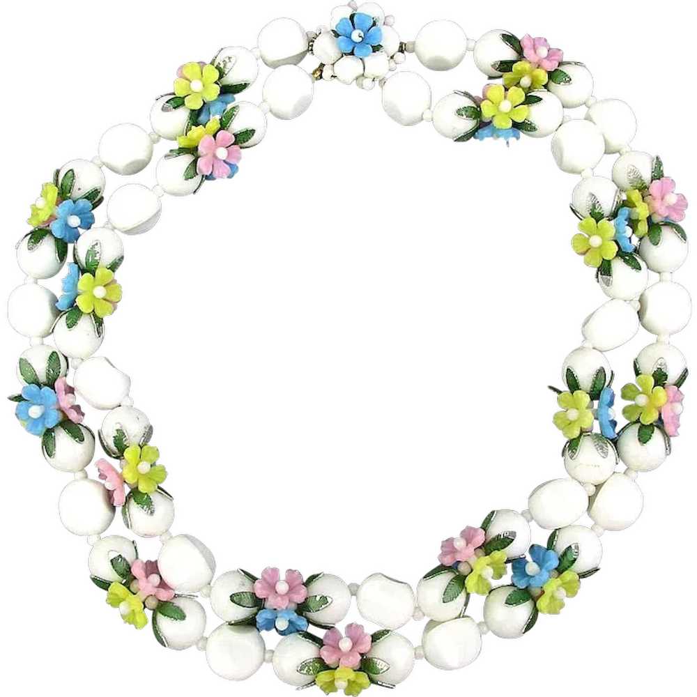 Vintage 2-Strand Flower Spring is Here Necklace P… - image 1