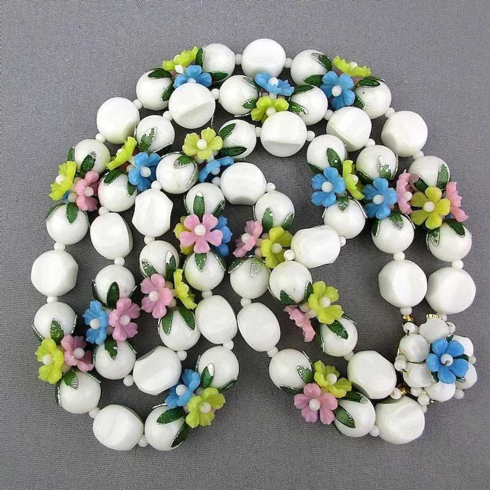 Vintage 2-Strand Flower Spring is Here Necklace P… - image 3