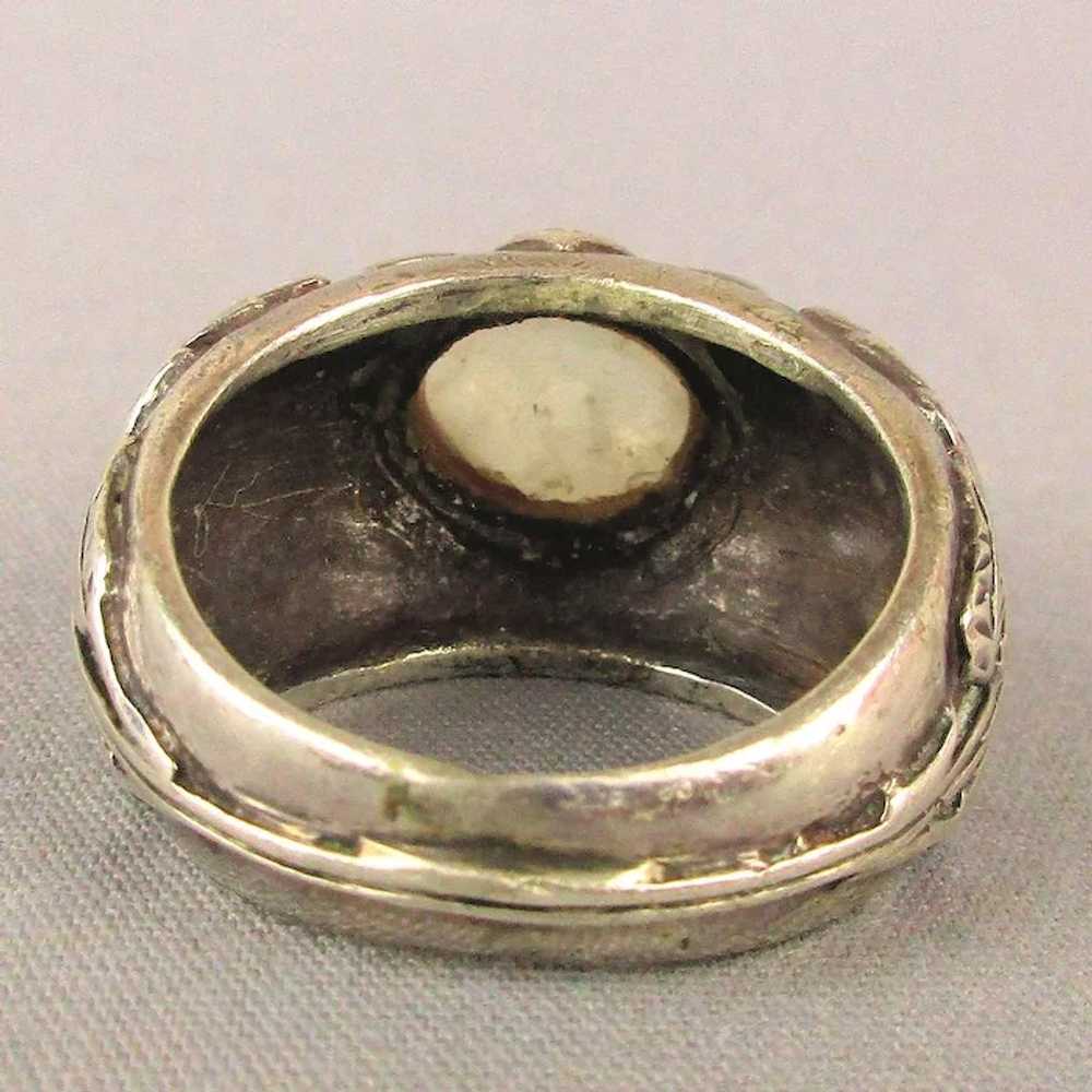 Heavy Vintage Sterling Silver Ring Snowy Quartz C… - image 3