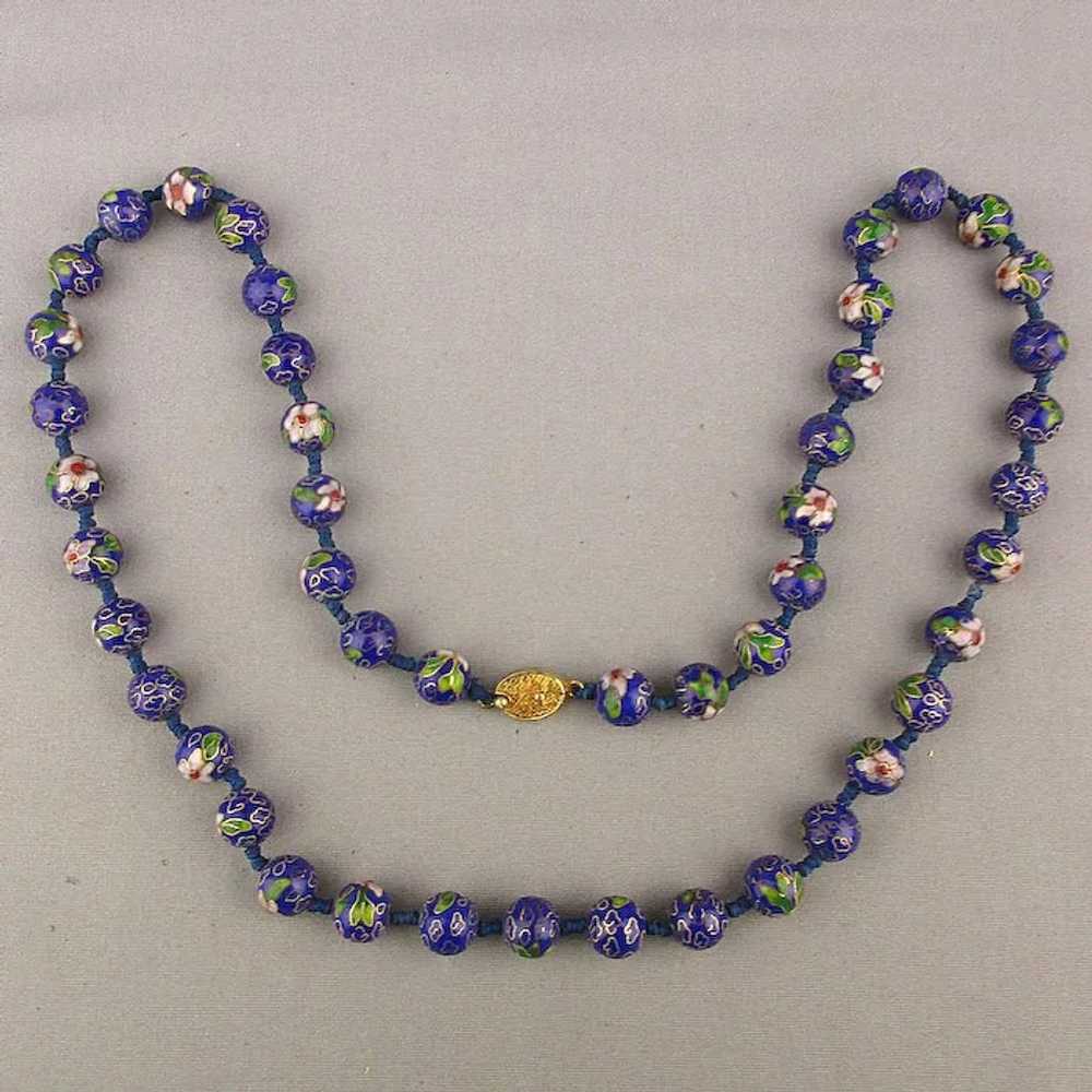 Chinese Cloisonne Enamel Bead Necklace - image 2