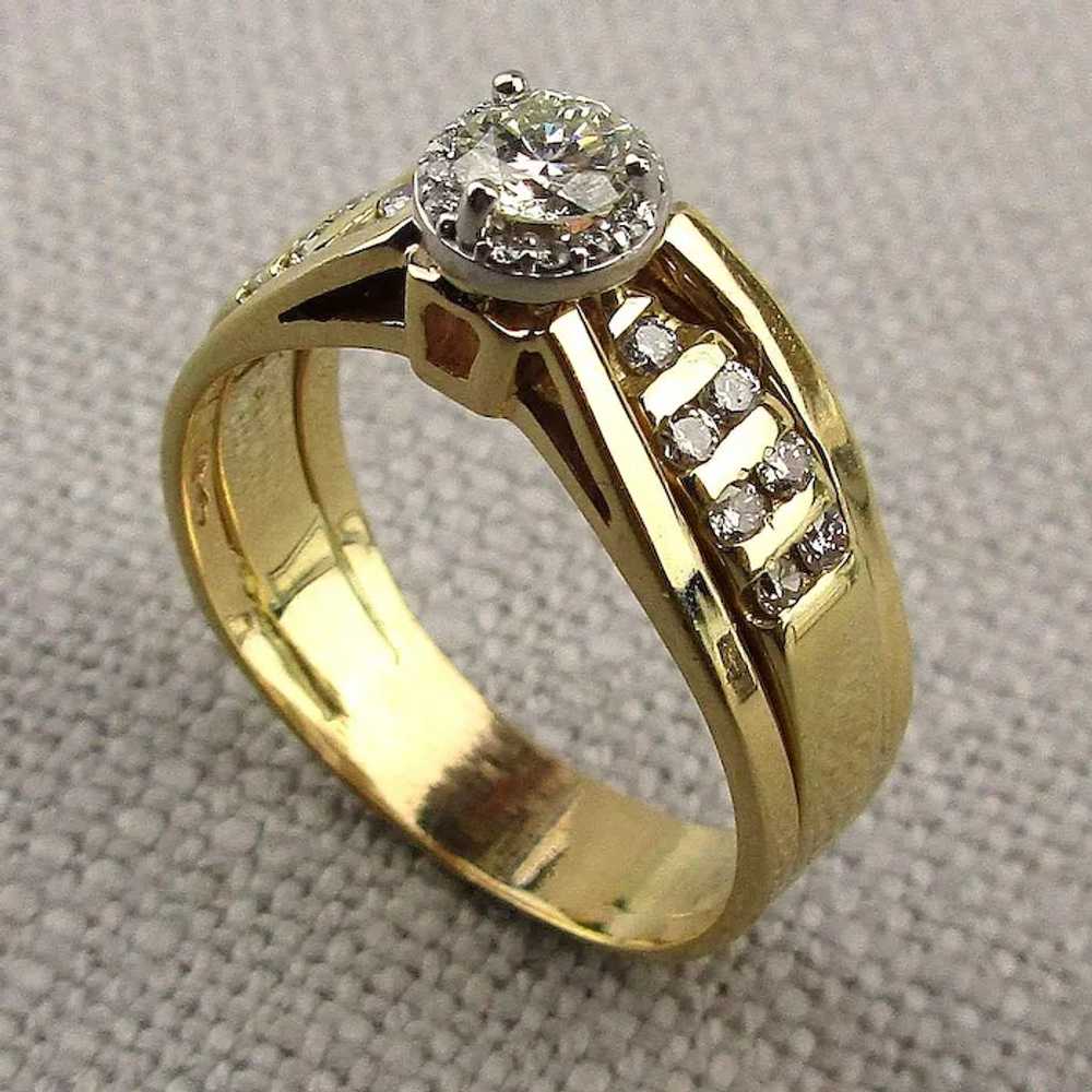 Estate 14K Gold Diamond Ring .64 Carat Halo Design - image 2