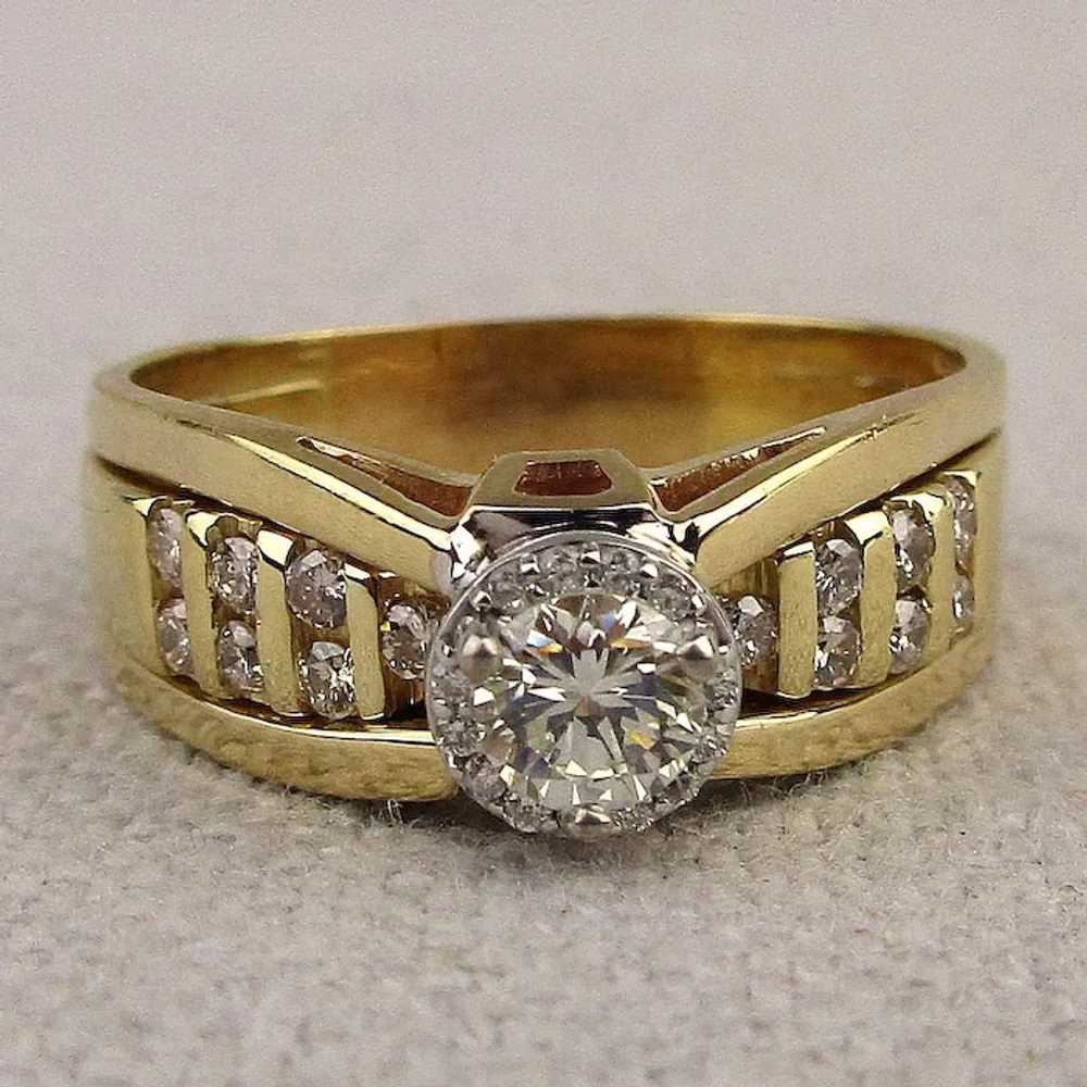 Estate 14K Gold Diamond Ring .64 Carat Halo Design - image 3