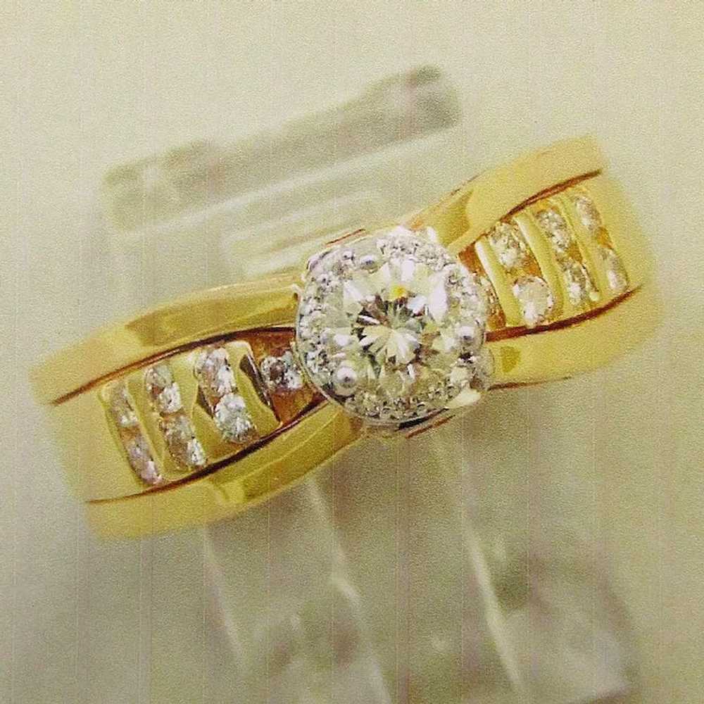 Estate 14K Gold Diamond Ring .64 Carat Halo Design - image 8