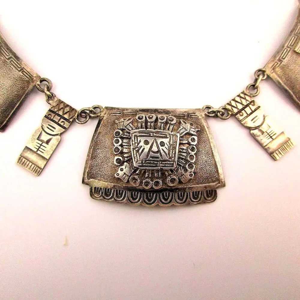 Mid-Century Peruvian Sterling Silver Necklace Han… - image 2