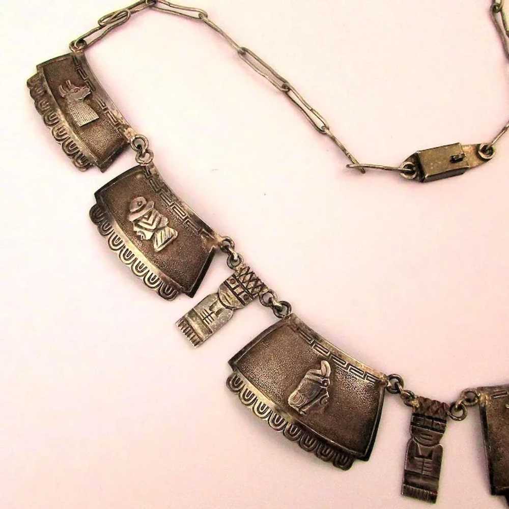 Mid-Century Peruvian Sterling Silver Necklace Han… - image 3