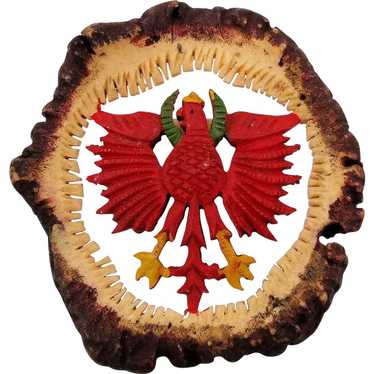 Old Carved Horn Eagle German Folk Art Pin Brooch