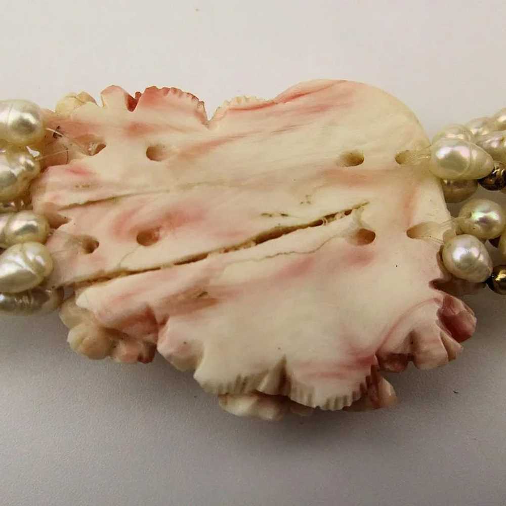 Gorgeous Multi Strand Carved Angel Skin Coral Nec… - image 5