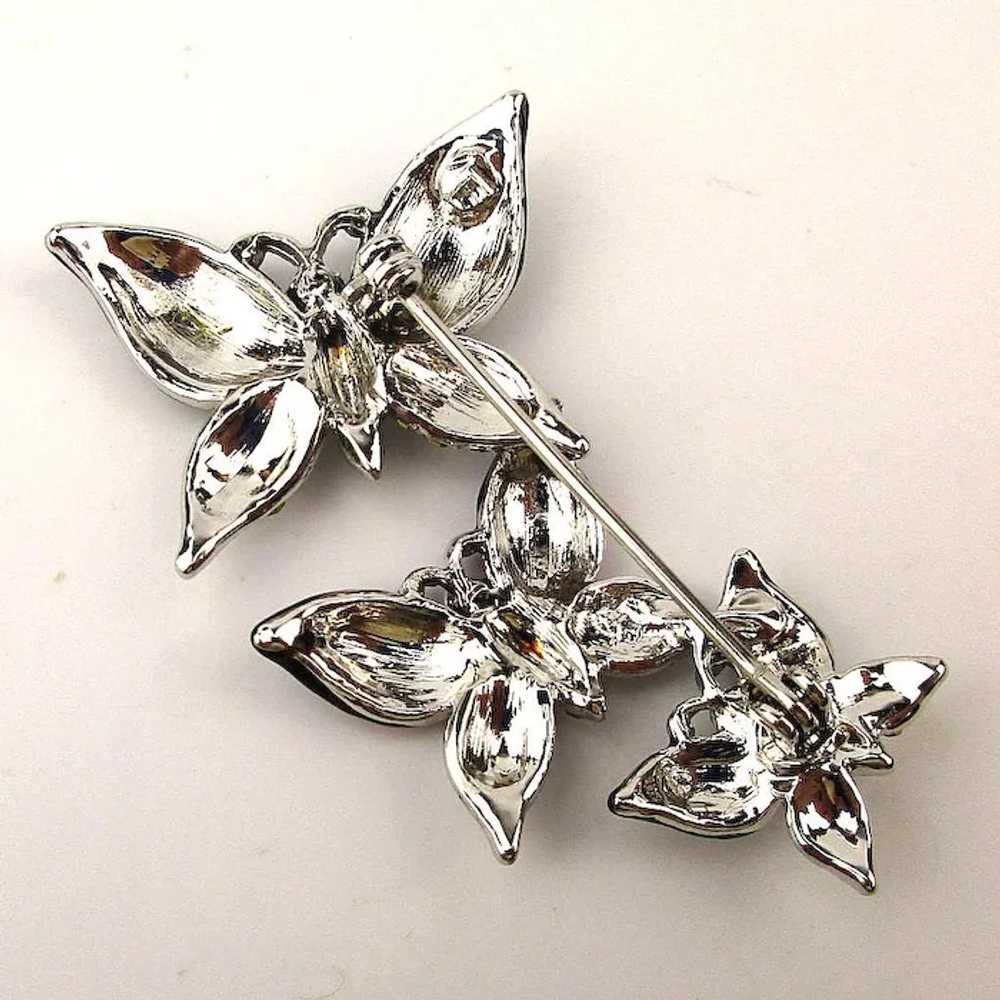 Enamel Rhinestone Butterfly Pin - 3 in a Row - Bu… - image 4