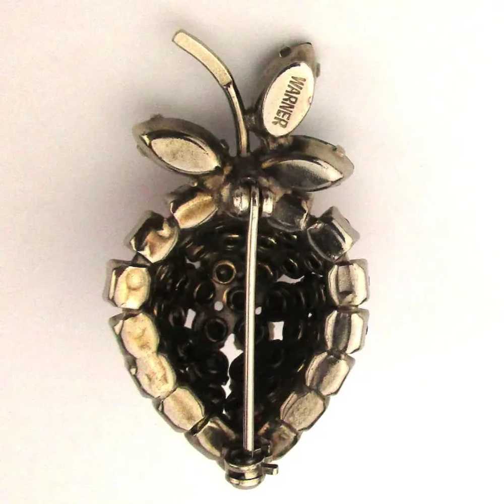 Vintage Warner Strawberry Rhinestone Fruit Pin Br… - image 3