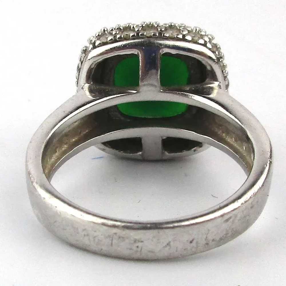 Vintage Sterling Silver Faux Emerald Diamond Ring - image 6