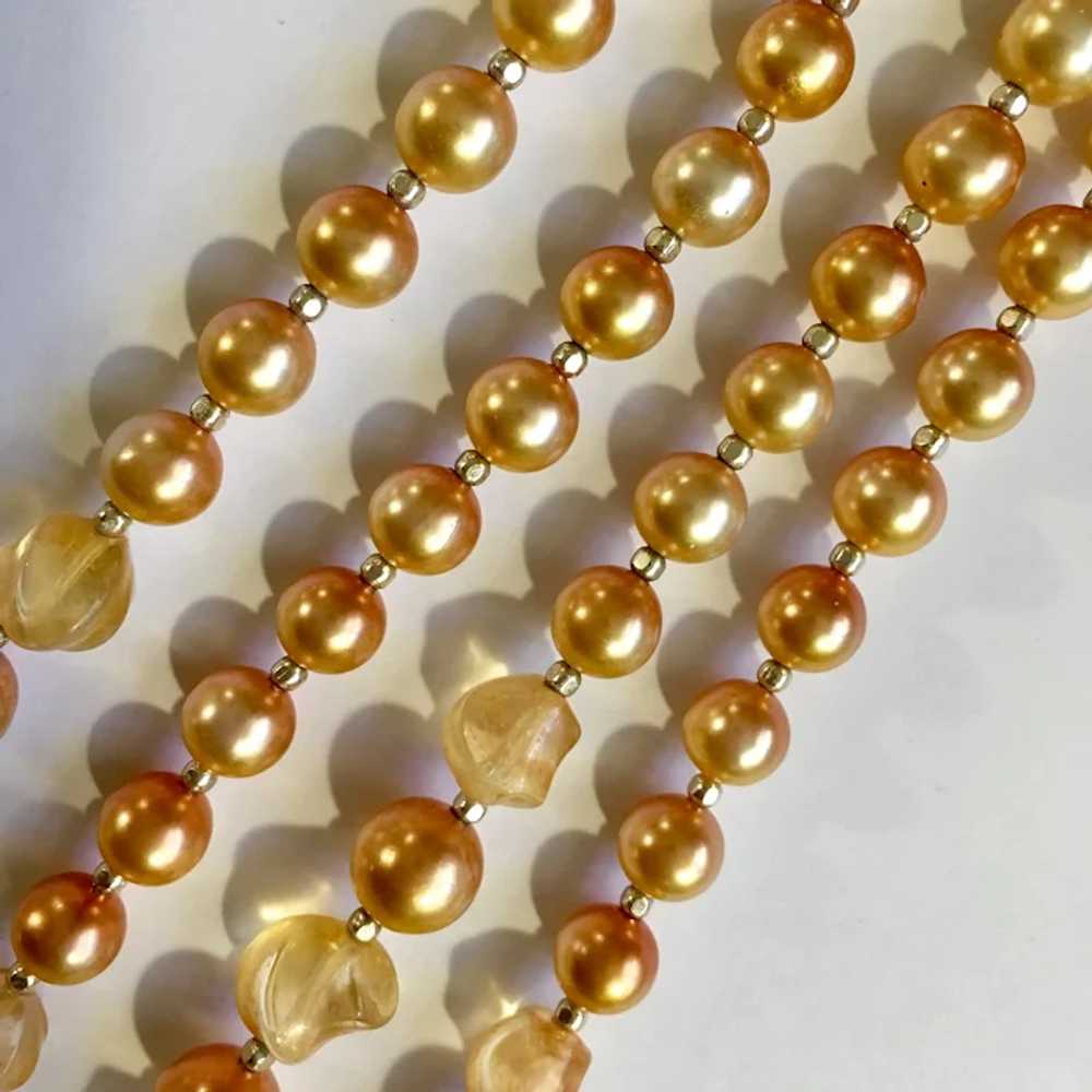 1930’s Circa Golden Faux Pearl and Glass Beaded N… - image 3