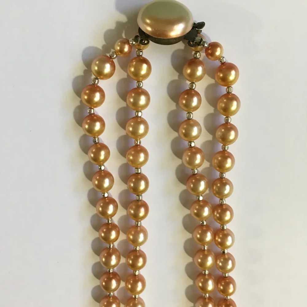 1930’s Circa Golden Faux Pearl and Glass Beaded N… - image 5