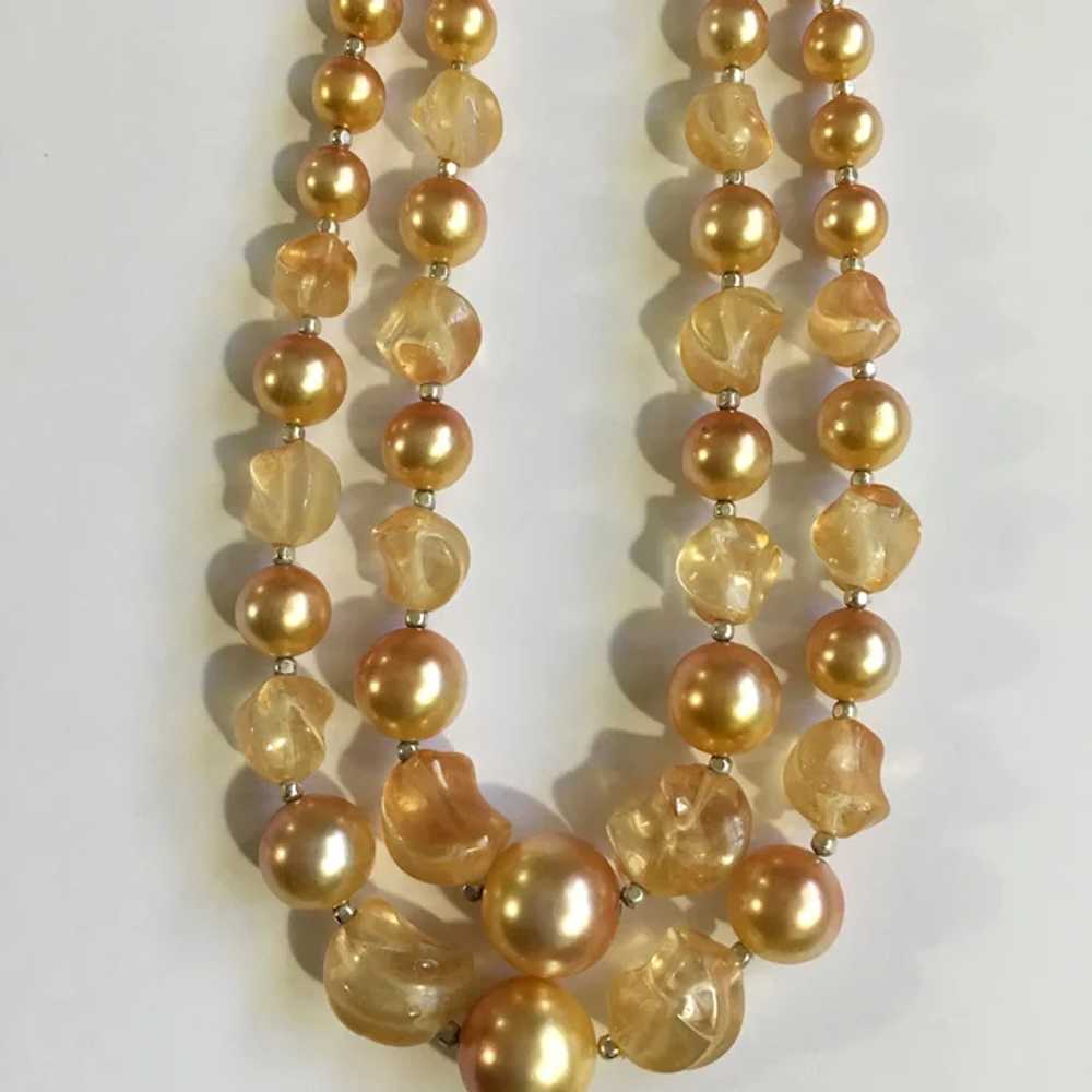 1930’s Circa Golden Faux Pearl and Glass Beaded N… - image 6