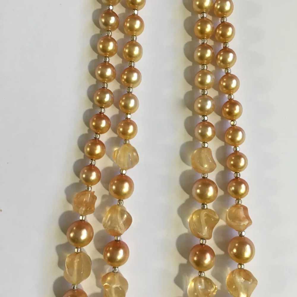 1930’s Circa Golden Faux Pearl and Glass Beaded N… - image 7