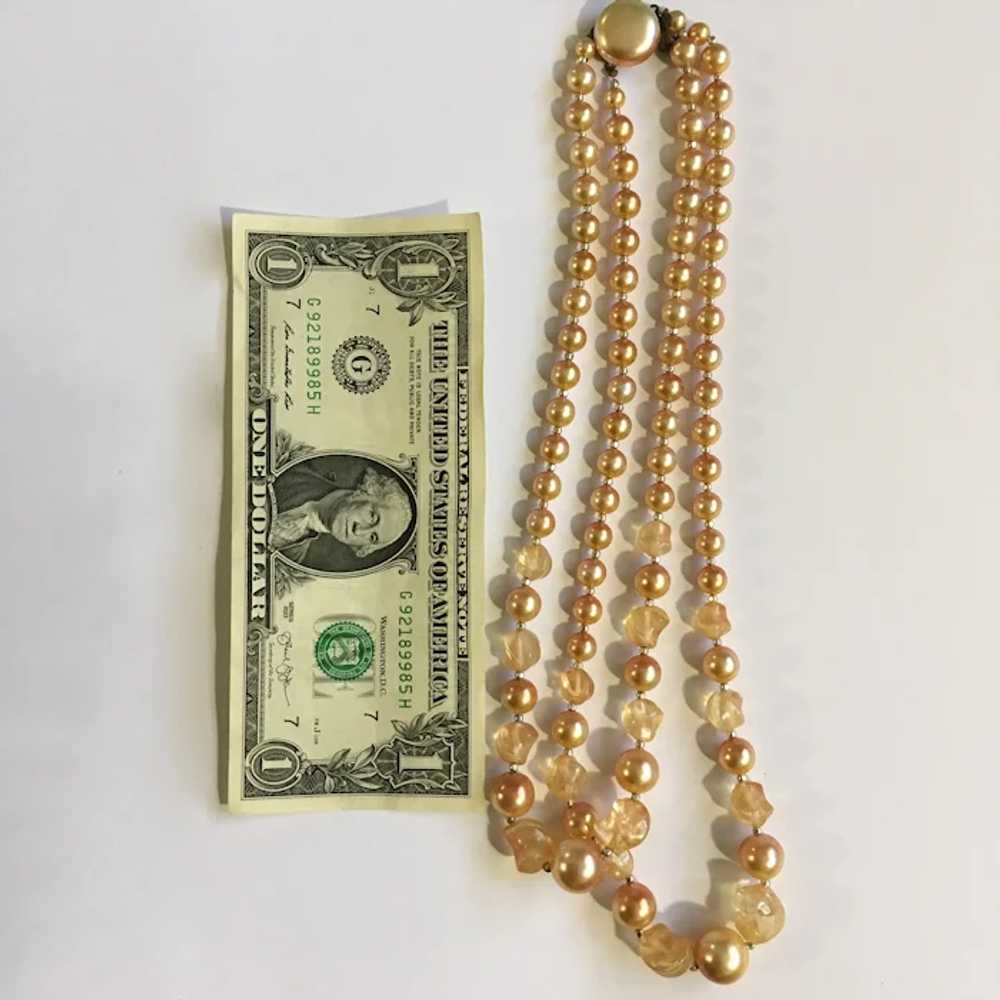 1930’s Circa Golden Faux Pearl and Glass Beaded N… - image 8