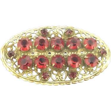 Original Czech Red Glass Gilt Filigree Art Deco S… - image 1