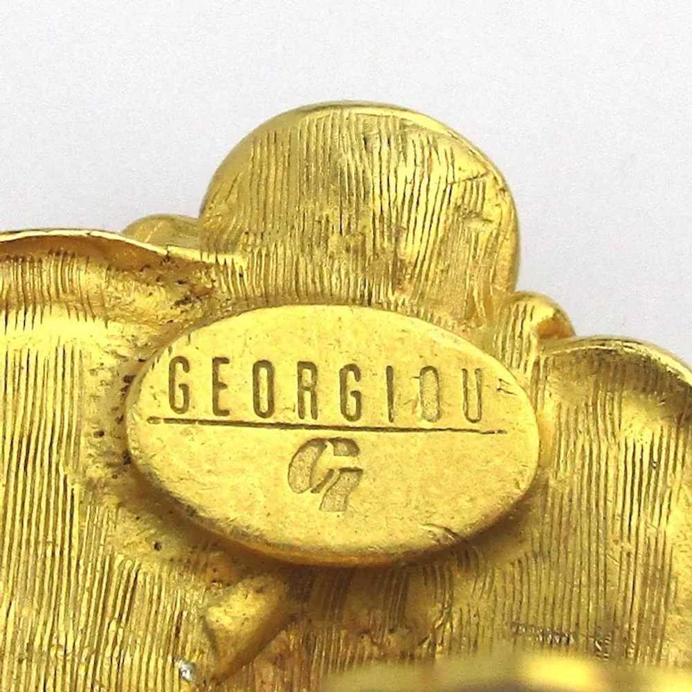 Vintage Georgiou Clip Earrings Jeweled in Goldtone - image 5