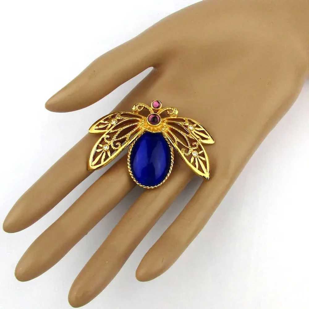 Vintage AVON Cobalt Blue Jeweled Butterfly Pin - image 5