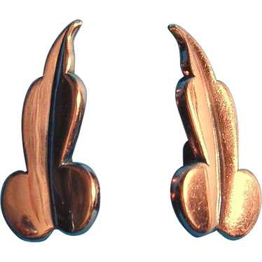 1950s Modernist RENOIR Copper Clip Earrings - image 1