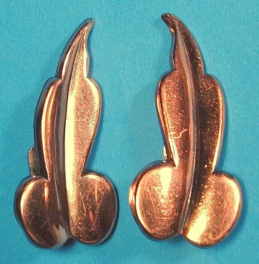1950s Modernist RENOIR Copper Clip Earrings - image 3