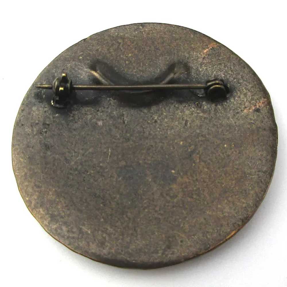 Old Bronze Pin Brooch - Stylized Dogs on the Chase - image 3