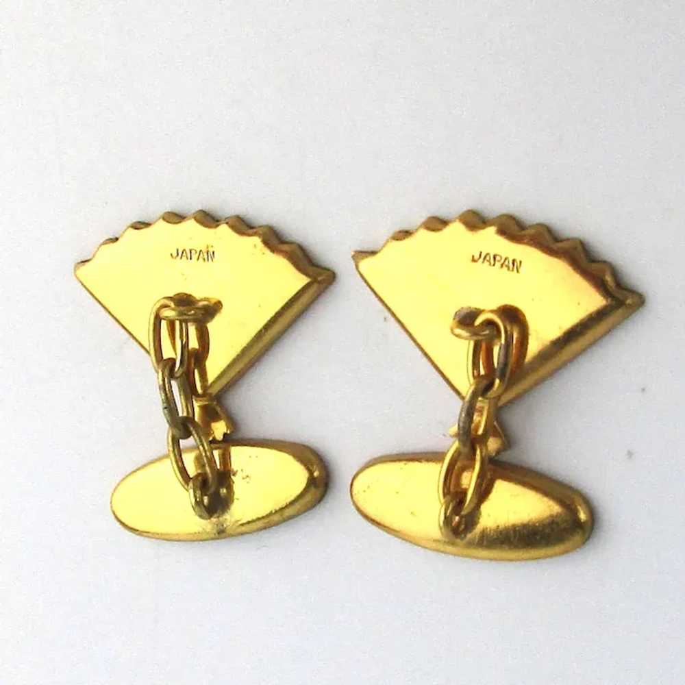 Old K24 Japanese Damascene Cufflinks Etched w/ 24… - image 3