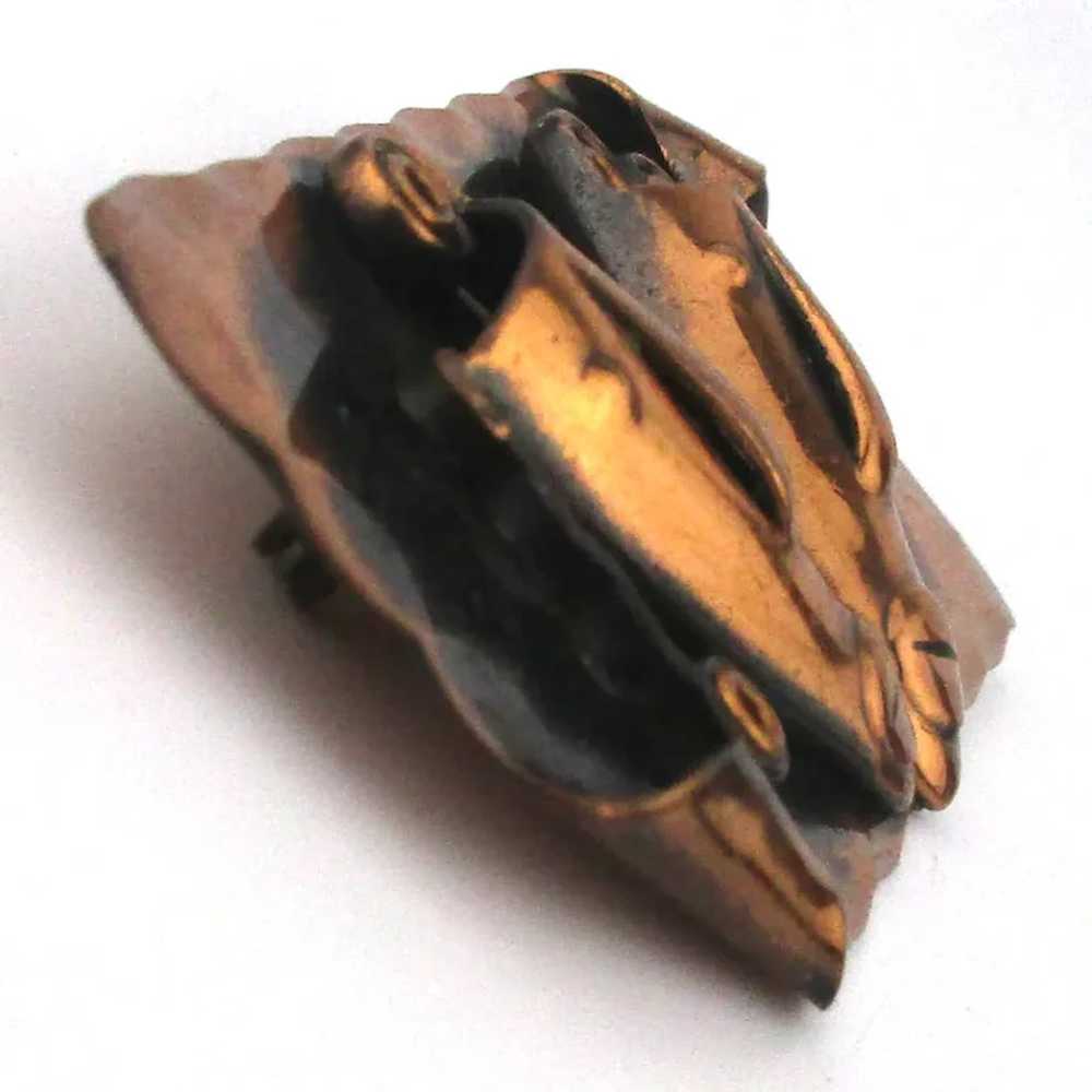 Modernist REBAJES Copper Pin Brooch - Couple Masks - image 2