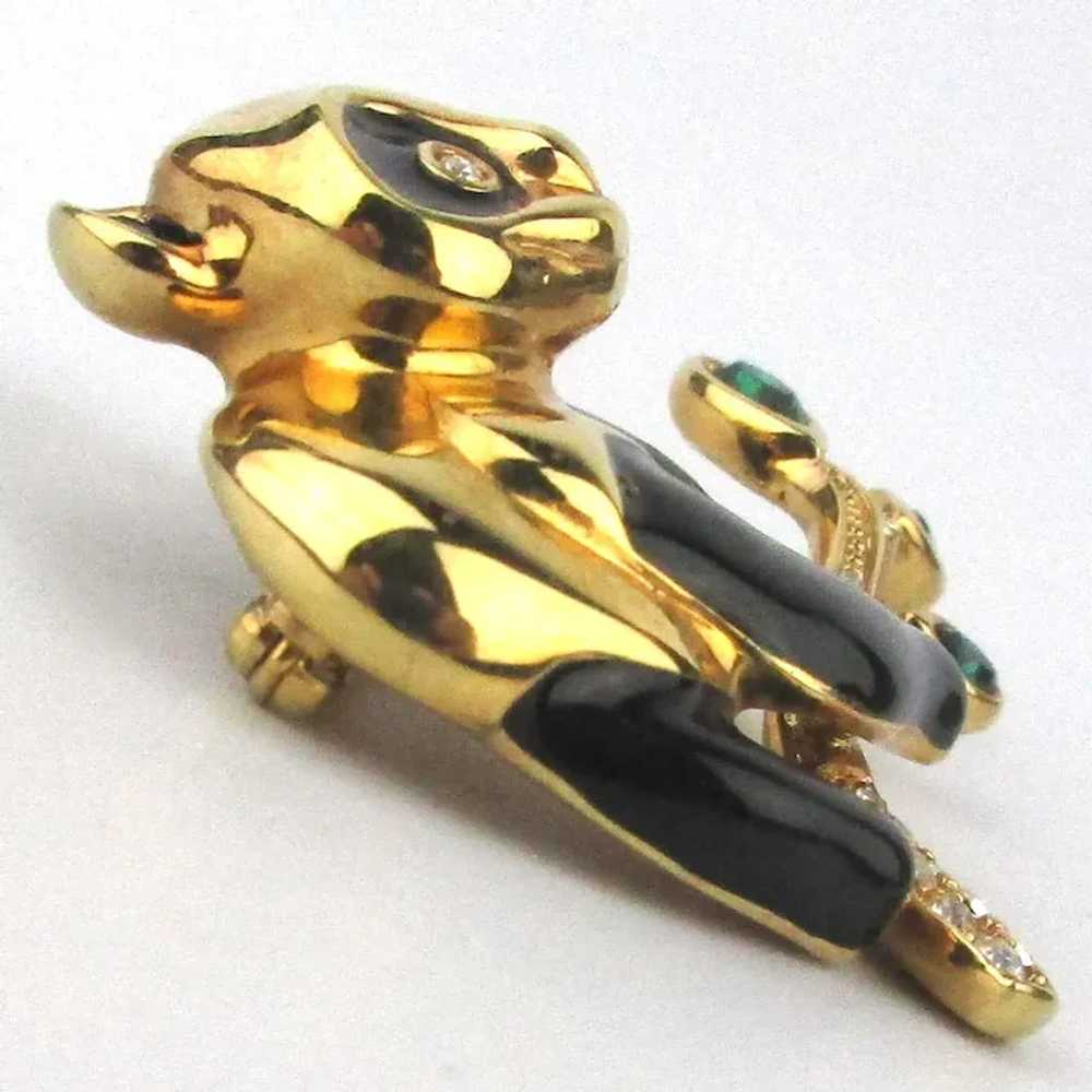 Vintage Swarovski Enamel Crystal PANDA Pin Brooch - image 2