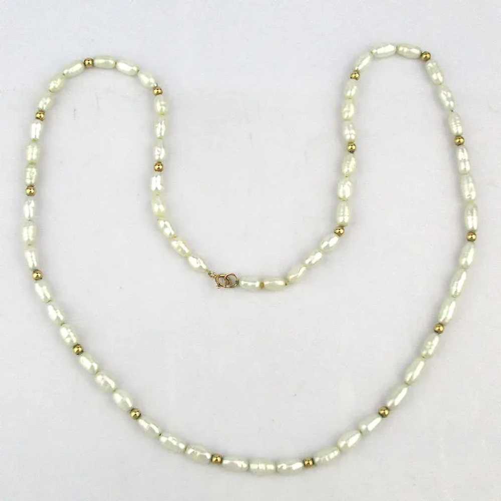 Lovely Dainty Pretty 14K Gold Freshwater Pearl Ne… - image 2