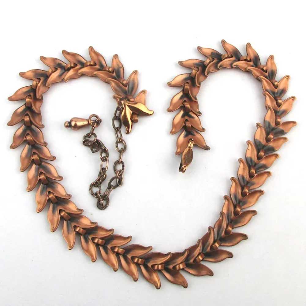 Mid-Century RENOIR Copper Necklace Earrings Set - image 3