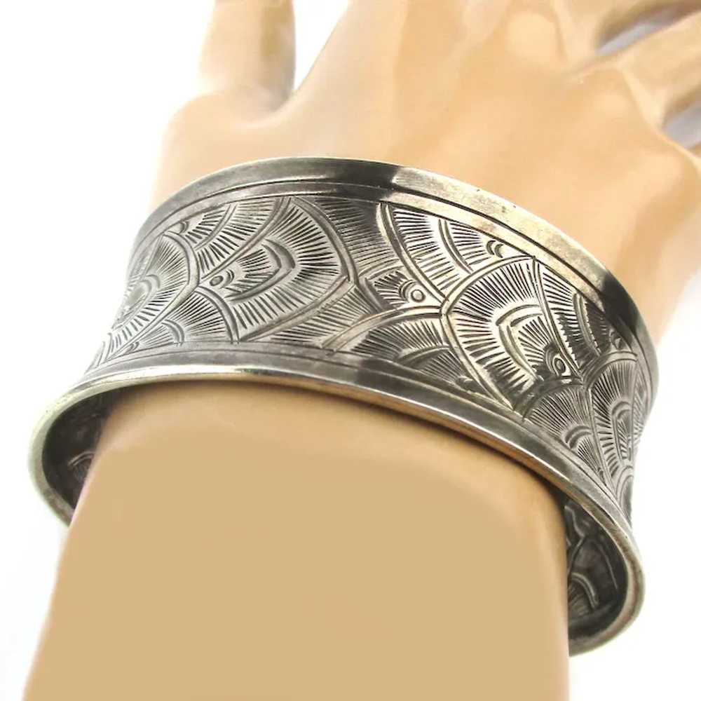Vintage Hill Tribe Sterling Silver Cuff Bracelet - image 5