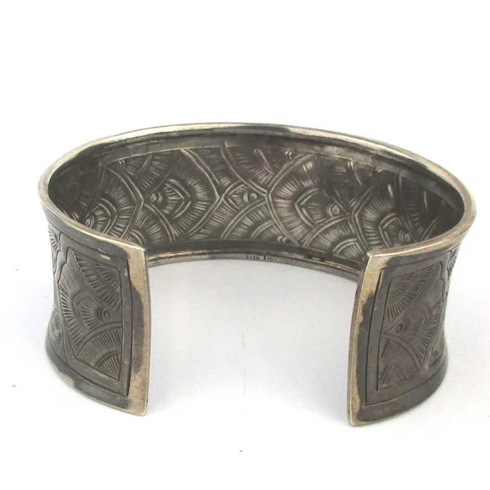 Vintage Hill Tribe Sterling Silver Cuff Bracelet - image 8