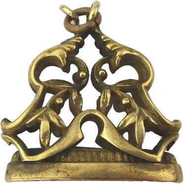 Antique Victorian Gilded Bronze Fob Charm Pendant… - image 1