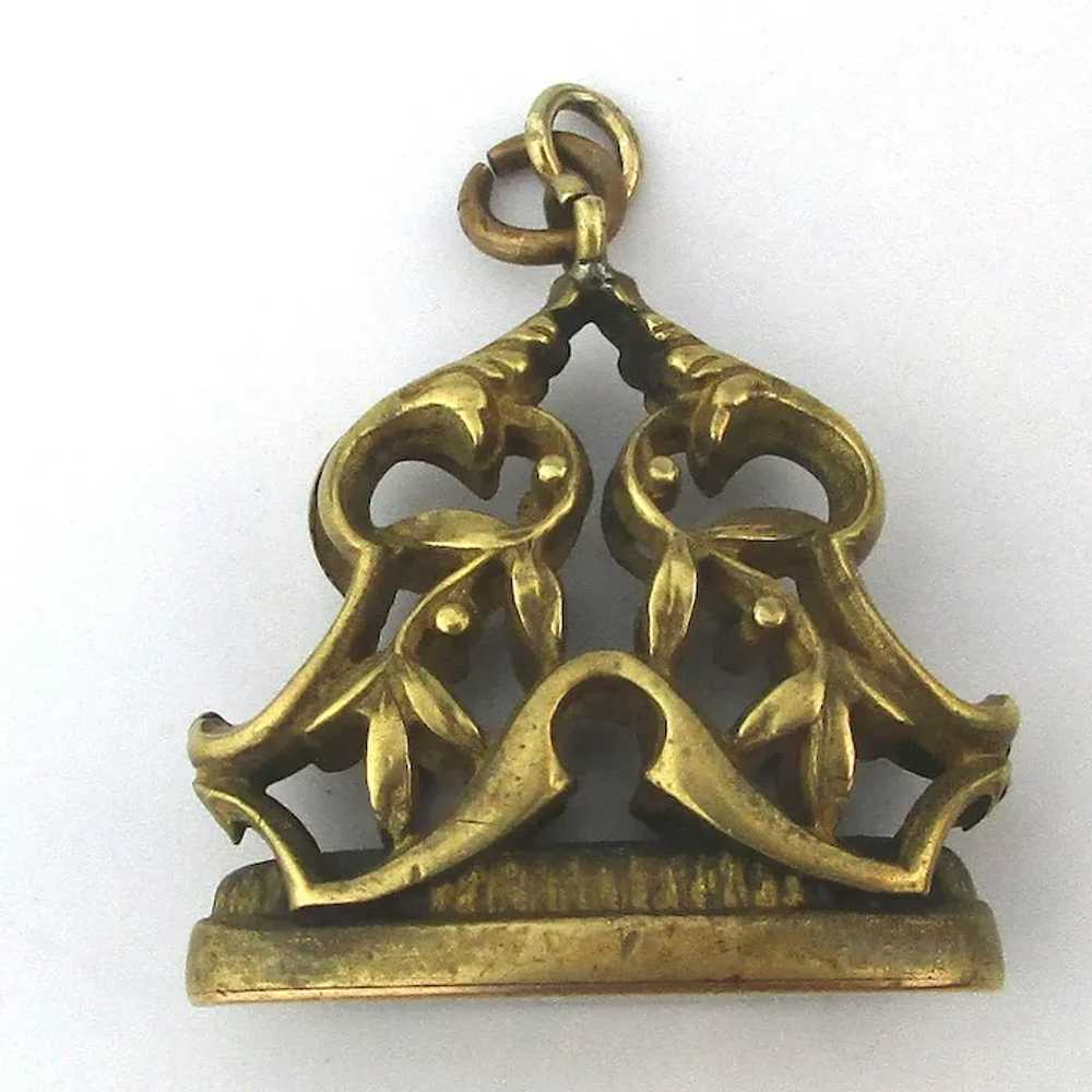 Antique Victorian Gilded Bronze Fob Charm Pendant… - image 2