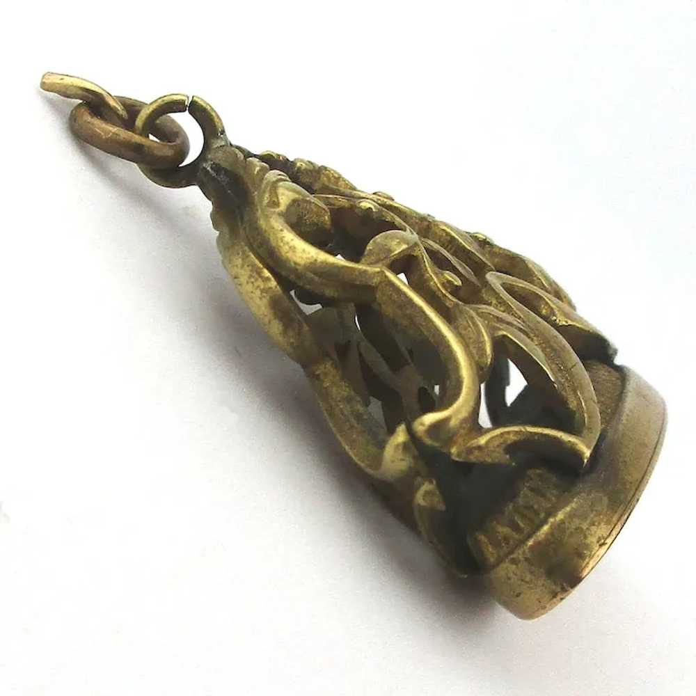 Antique Victorian Gilded Bronze Fob Charm Pendant… - image 3
