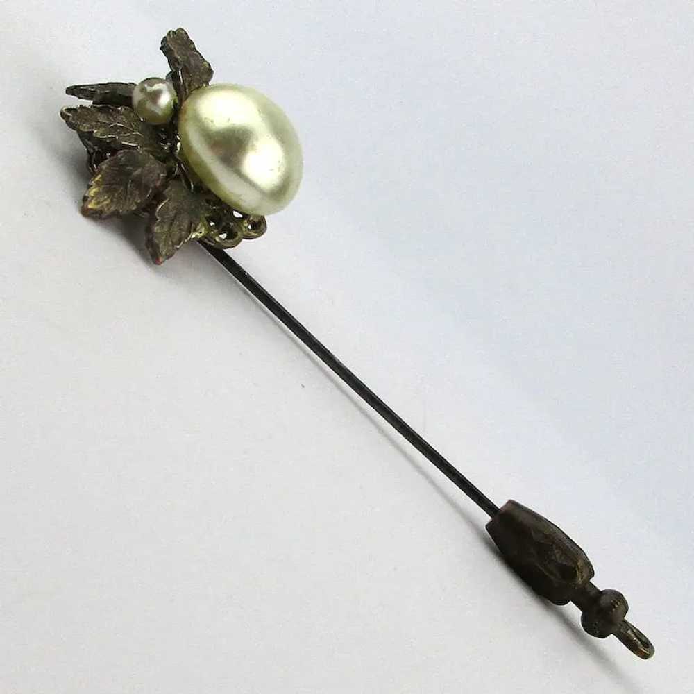 Vintage Miriam Haskell Faux Pearl Floral Stickpin… - image 6