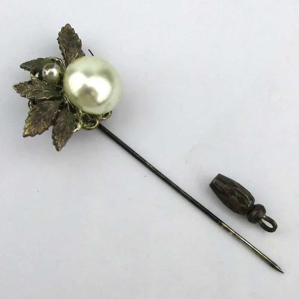 Vintage Miriam Haskell Faux Pearl Floral Stickpin… - image 7