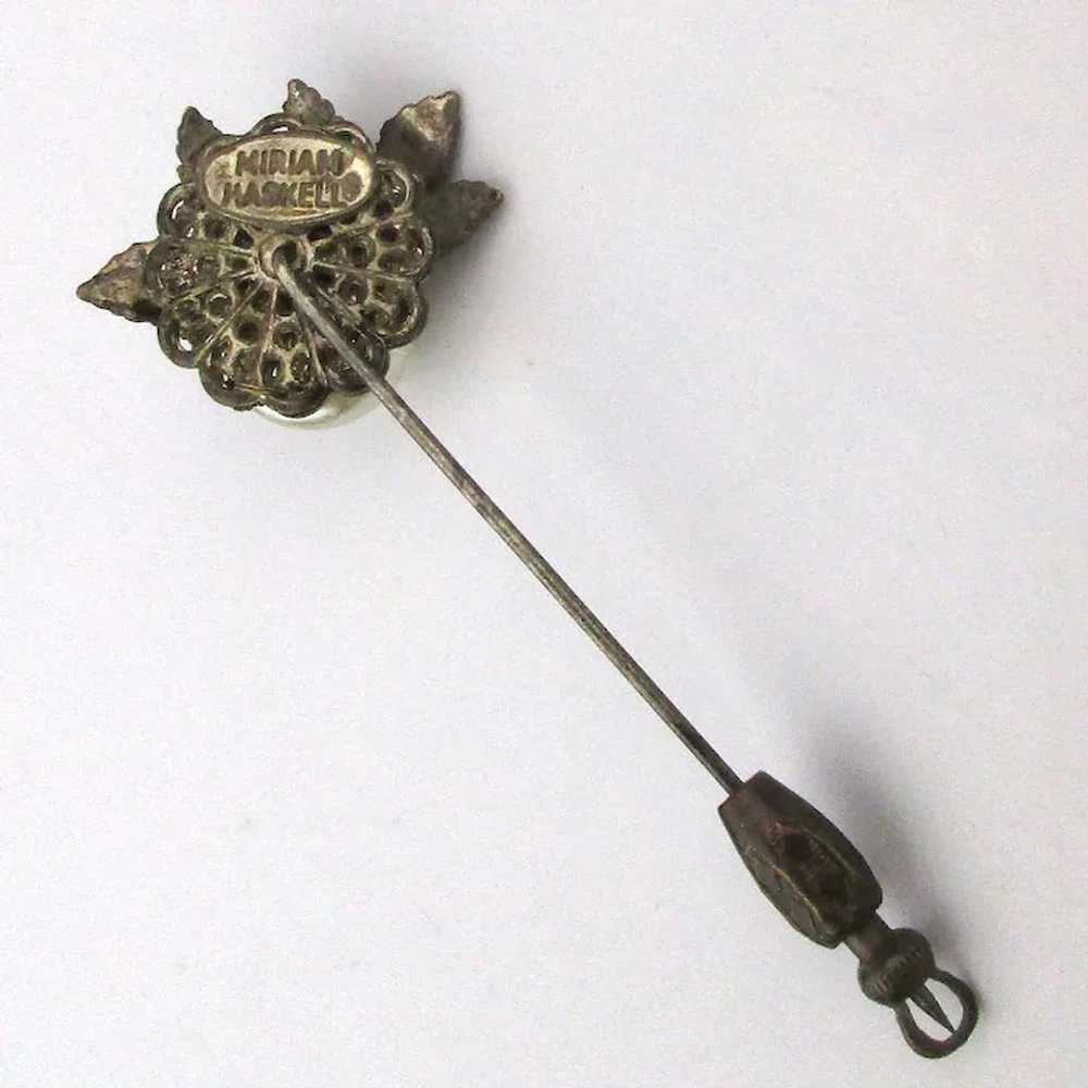 Vintage Miriam Haskell Faux Pearl Floral Stickpin… - image 8