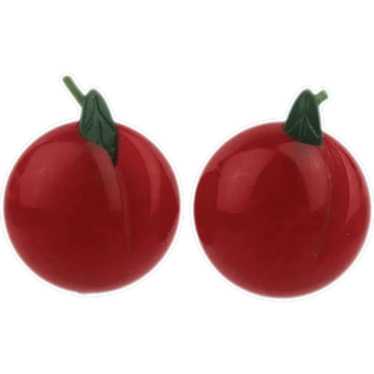 Yummy Red Bakelite Carved Apple Earrings - image 1