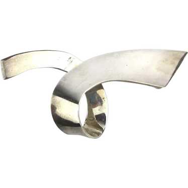 Big Taxco Sterling Silver Crossover Pin Brooch - image 1
