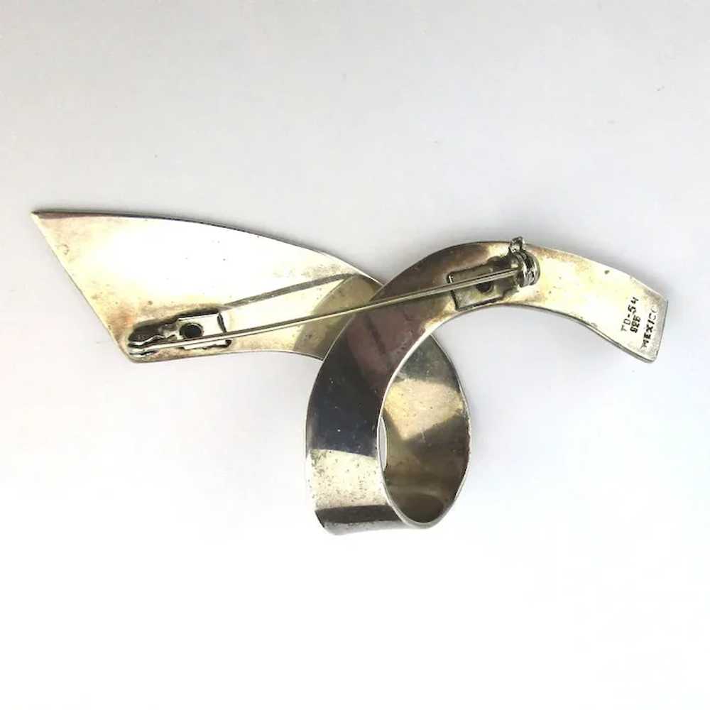 Big Taxco Sterling Silver Crossover Pin Brooch - image 4