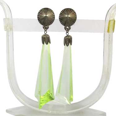 Long Lucite Limey Pointy Drop Earrings - image 1