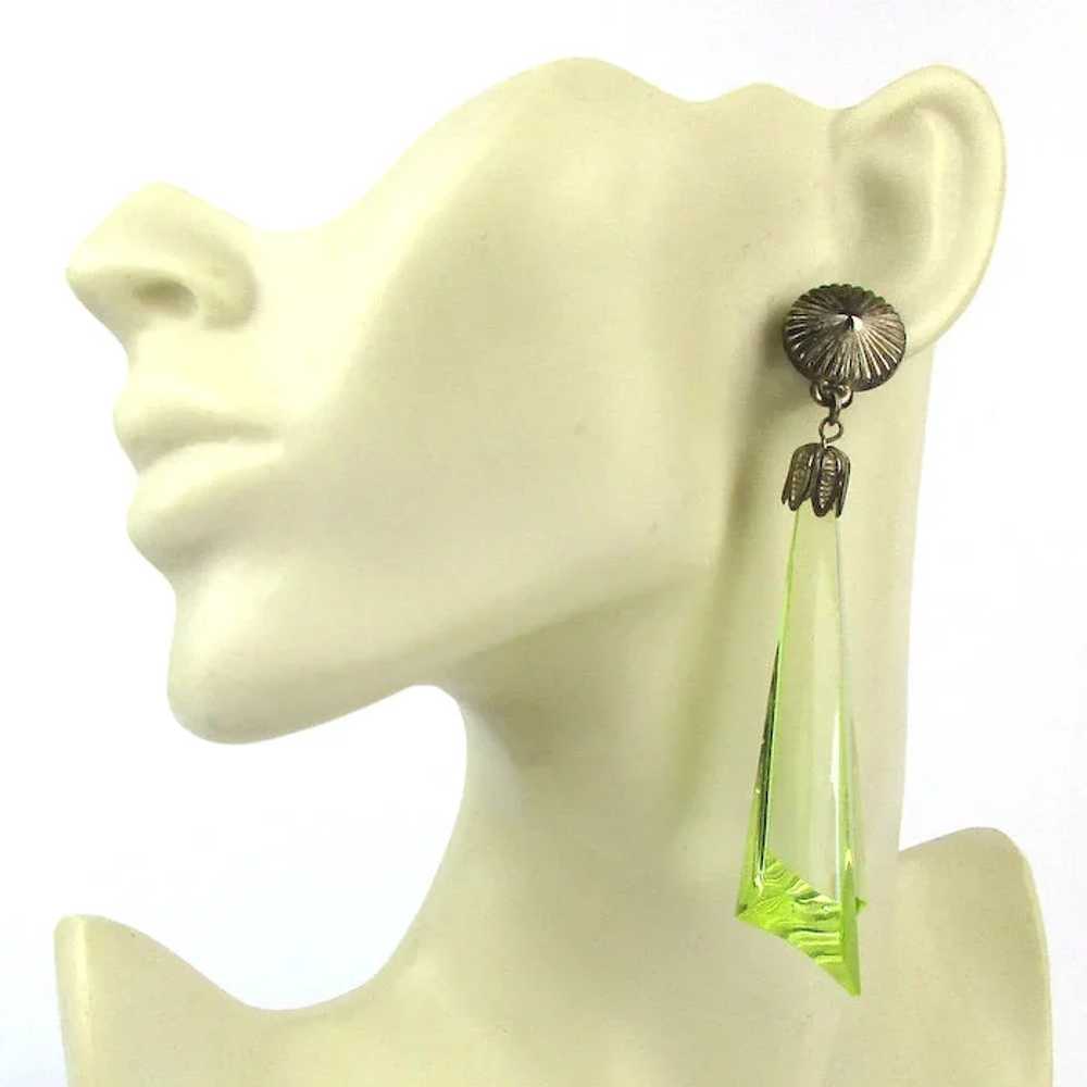 Long Lucite Limey Pointy Drop Earrings - image 2