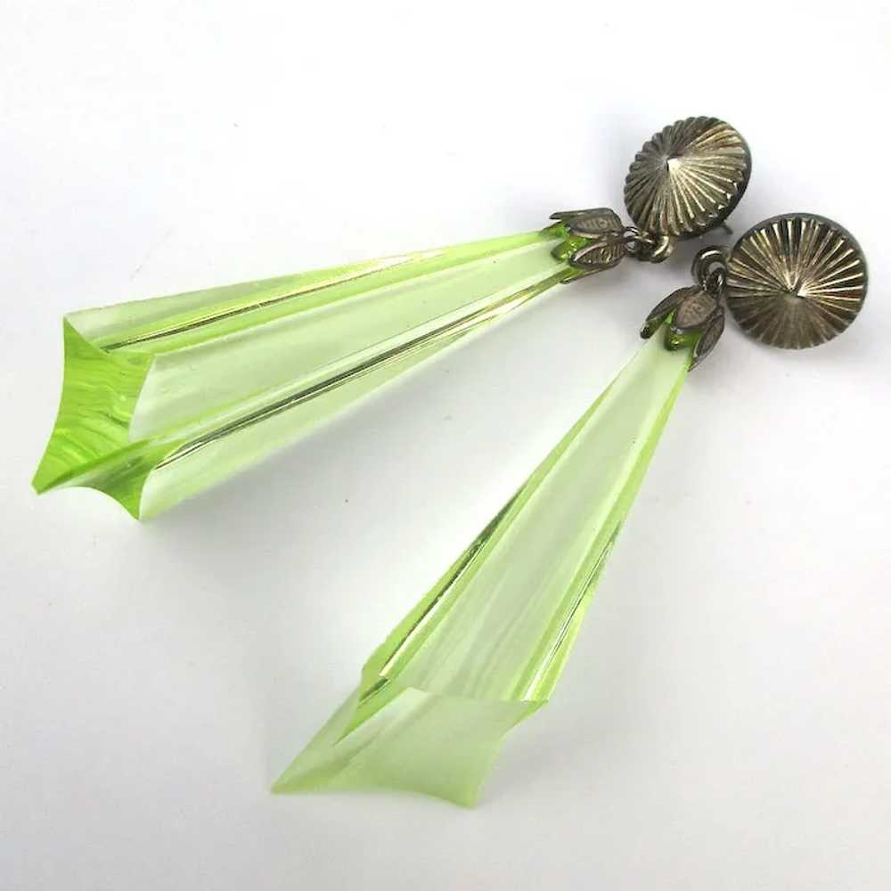 Long Lucite Limey Pointy Drop Earrings - image 3