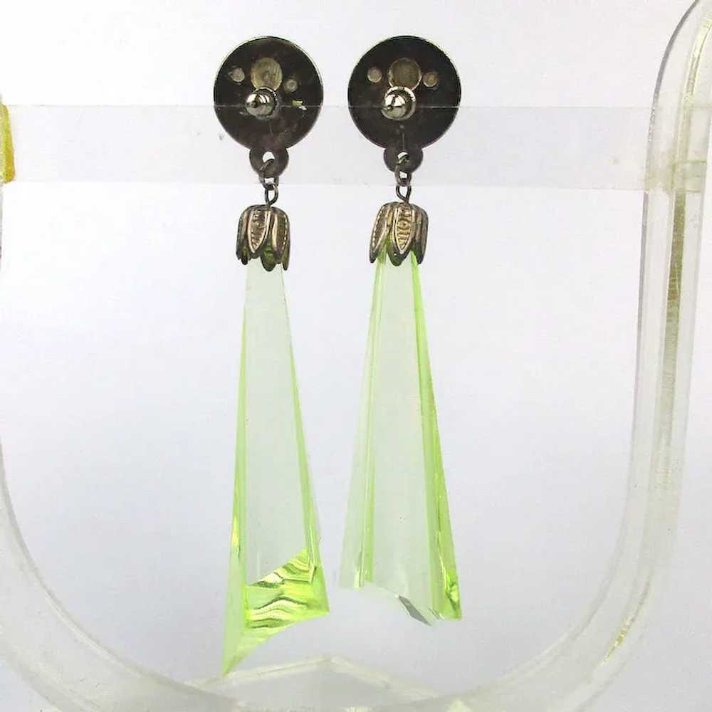 Long Lucite Limey Pointy Drop Earrings - image 4