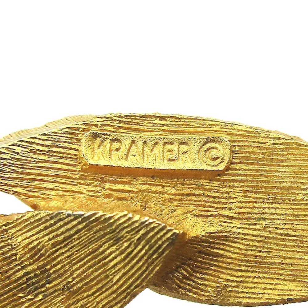 Vintage KRAMER Goldtone Big Droopy Flower Pin Bro… - image 5