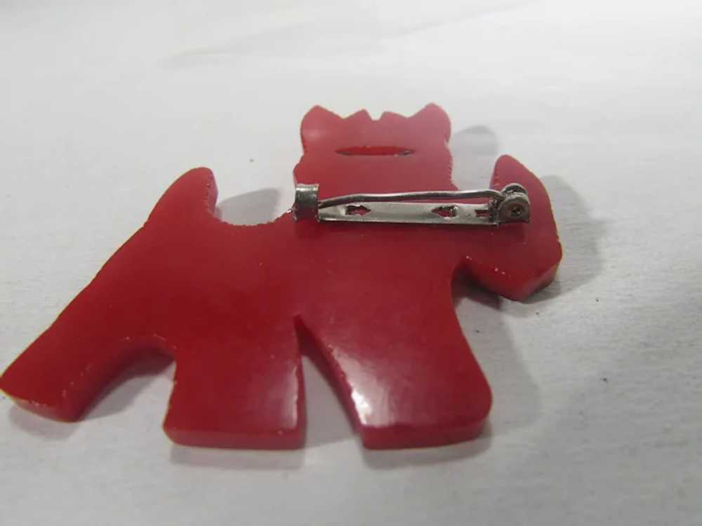 Bakelite Scottie Dog Pin with Red Body and Black … - image 10