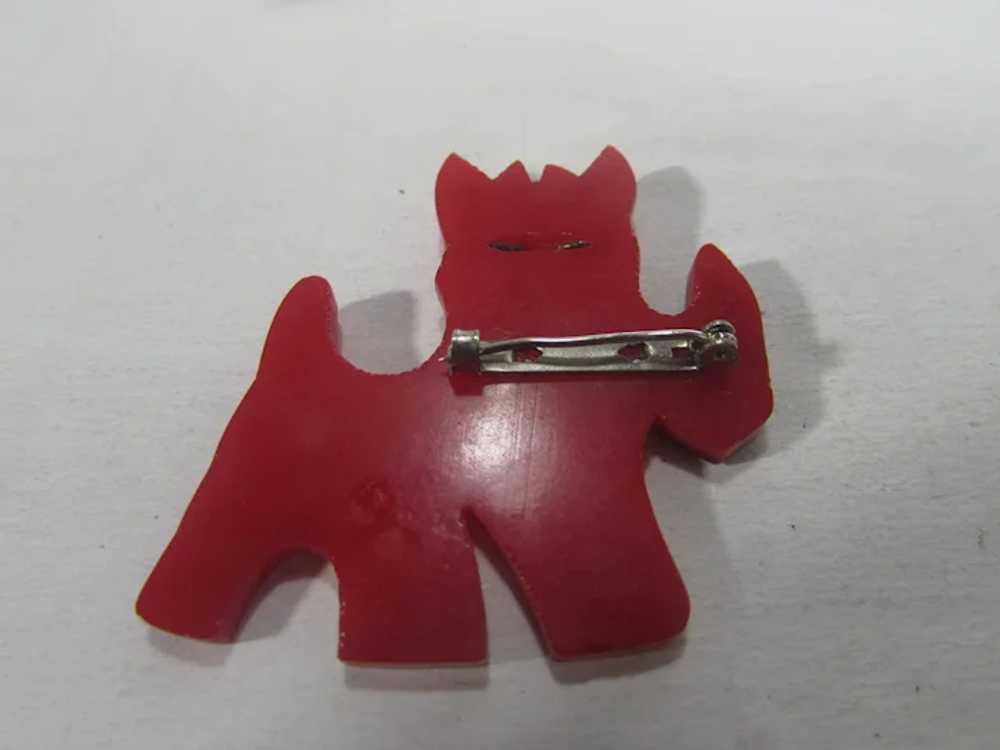 Bakelite Scottie Dog Pin with Red Body and Black … - image 4