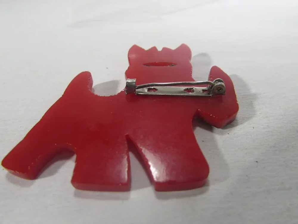 Bakelite Scottie Dog Pin with Red Body and Black … - image 6