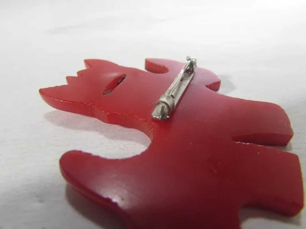 Bakelite Scottie Dog Pin with Red Body and Black … - image 8